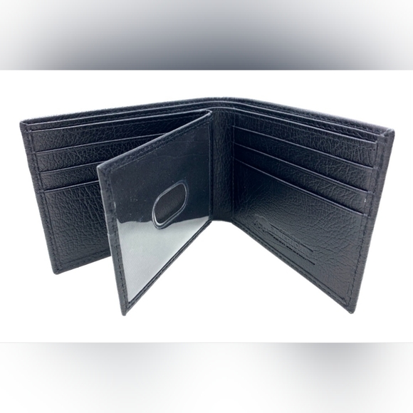 NWT George Men's Genuine American Bison Leather Black Bi-fold Wallet - Picture 4 of 6